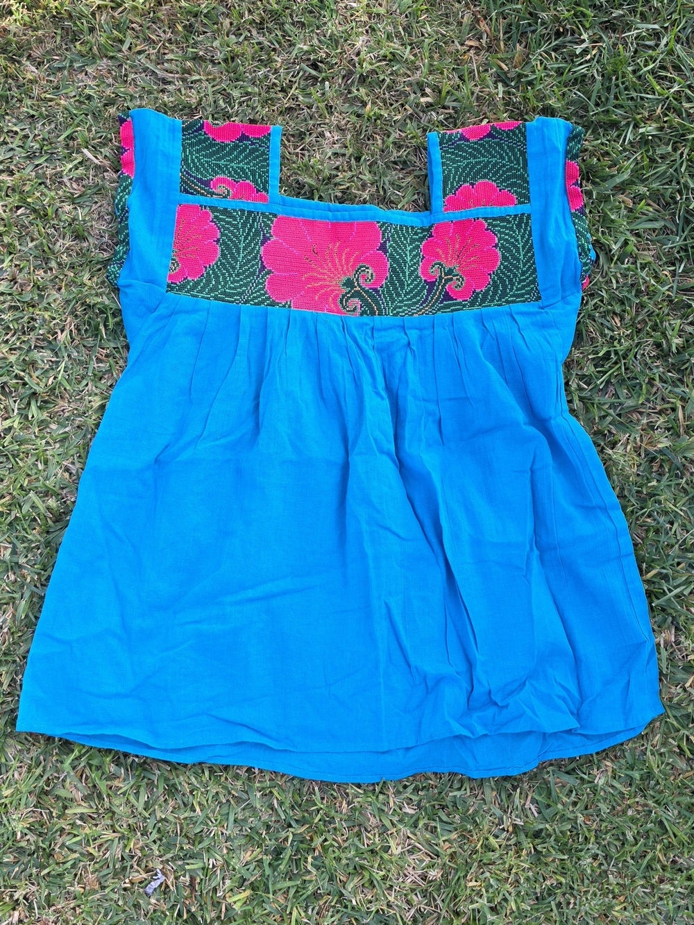 Ethnic Blue Embroidered Square-Neck Women’s Top
